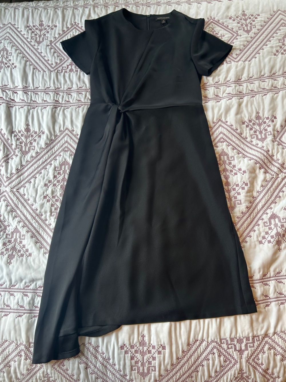 Banana Republic Black Asymmetrical Knot-Front Dress